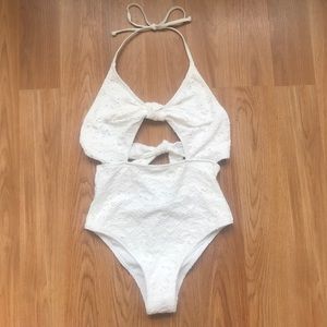 White Cutout Lace Swimsuit
